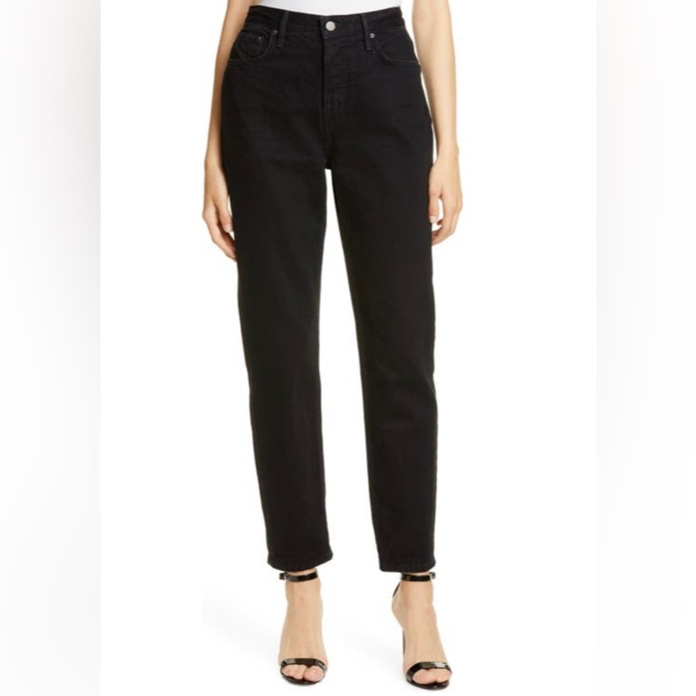 GRLFRND Devon High Waist Hidden Button Fly Jeans in Late Night Recall Black NEW